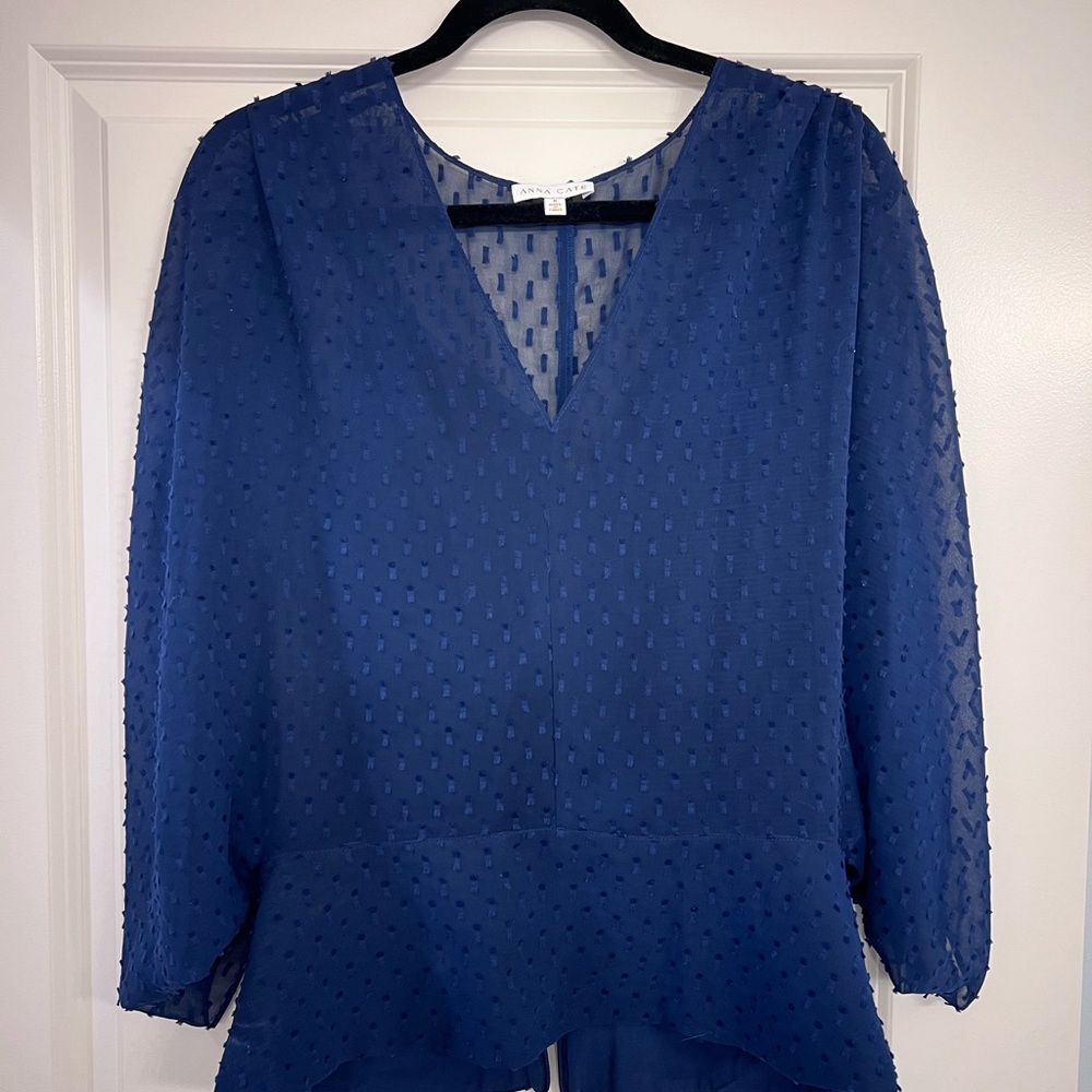 Chic Navy V-Neck Women's Blouse